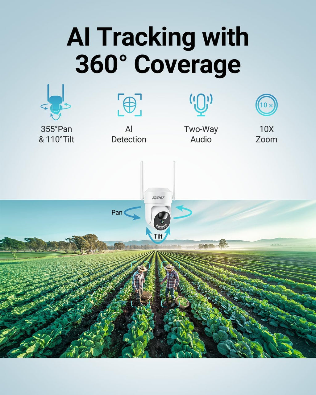 4MP Cellular Security Camera 24/7 Recording with 360-Day SIM Data for Jobsite/Barn/Rural Areas, No WiFi Solar 4G LTE Camera Wireless Outdoor, Motion Detection, 360° Human Tracking, 64GB TF Card