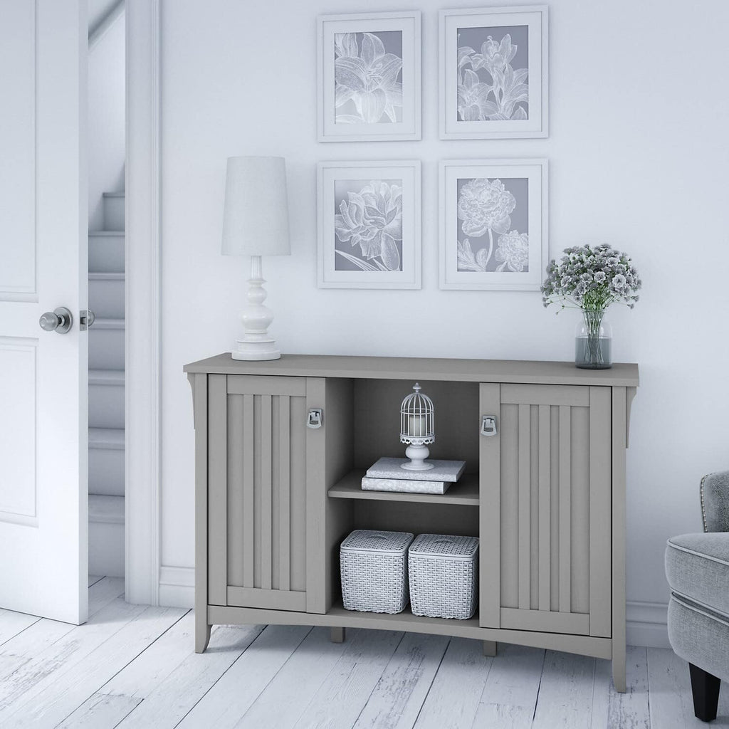 Bush Furniture Somerset Tall Kitchen Pantry Cabinet with Doors and Drawer in Platinum Gray