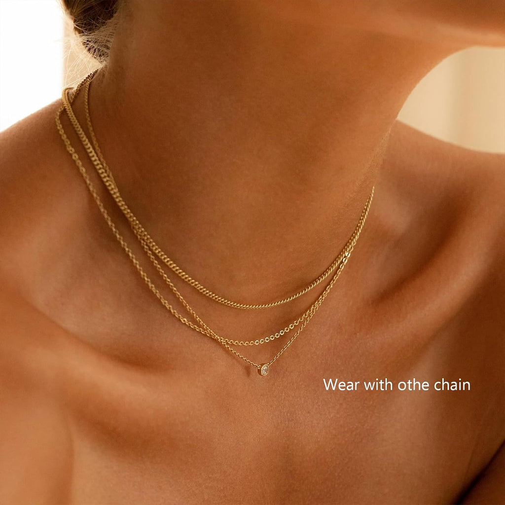 14K Gold Chain Necklace, Dainty Sparkle Cable Link Chain 1.3mm/1.5mm/1.8mm, 16-24 Inches for Women Men, Hypoallergenic, Non-Tarnish, Elegant Layering Minimalist Jewelry