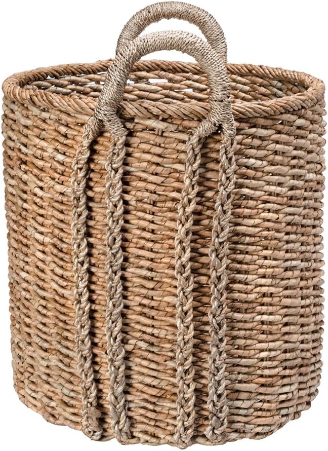 KOUBOO Seagrass Storage Basket, Blanket, Basket for Pillows Storage, Decorative Basket, Wicker Toy Organizer, Bedroom & Living Room Storage, Home Decor Essentials, Brown