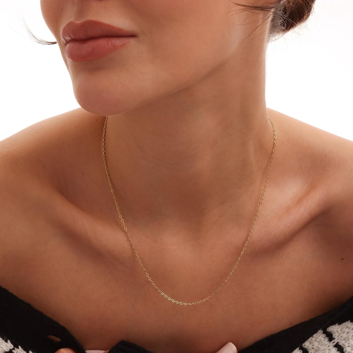 1mm Gold Box Chain Necklace 14K Gold Cable Link Chains for Women and Men Dainty Non-tarnish Necklaces Unisex Gold Jewelry Gifts Sweat Proof and Fade Resistant Lifetime Quality