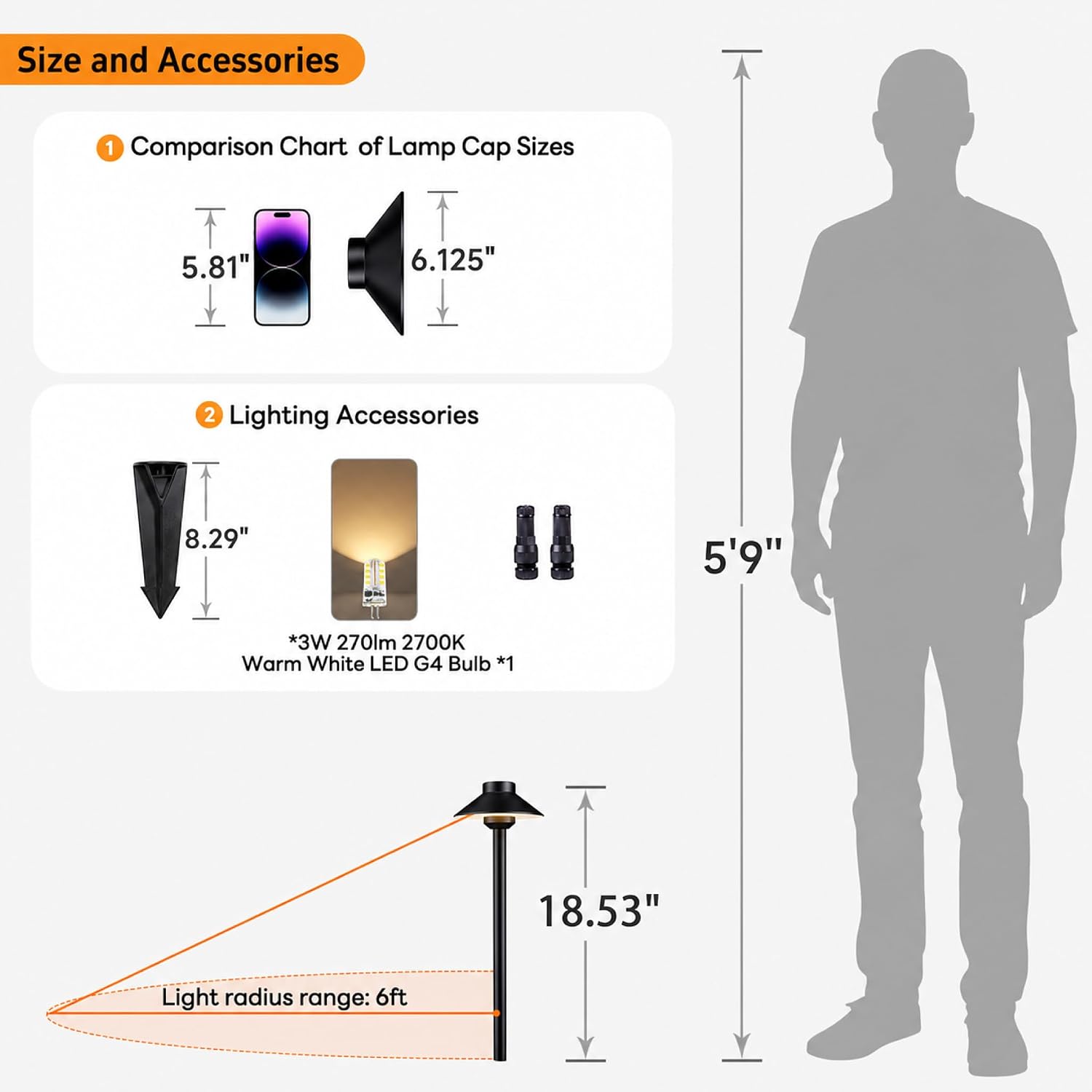 Gardenreet Brass Low Voltage Landscape Lighting - 12V LED Path Lights IP65 Waterproof, Hard-Wired Pathway Light Black for Outside Walkway Garden with 3W 2700K Warm White G4 Replaceable Bulb (6 Pack)