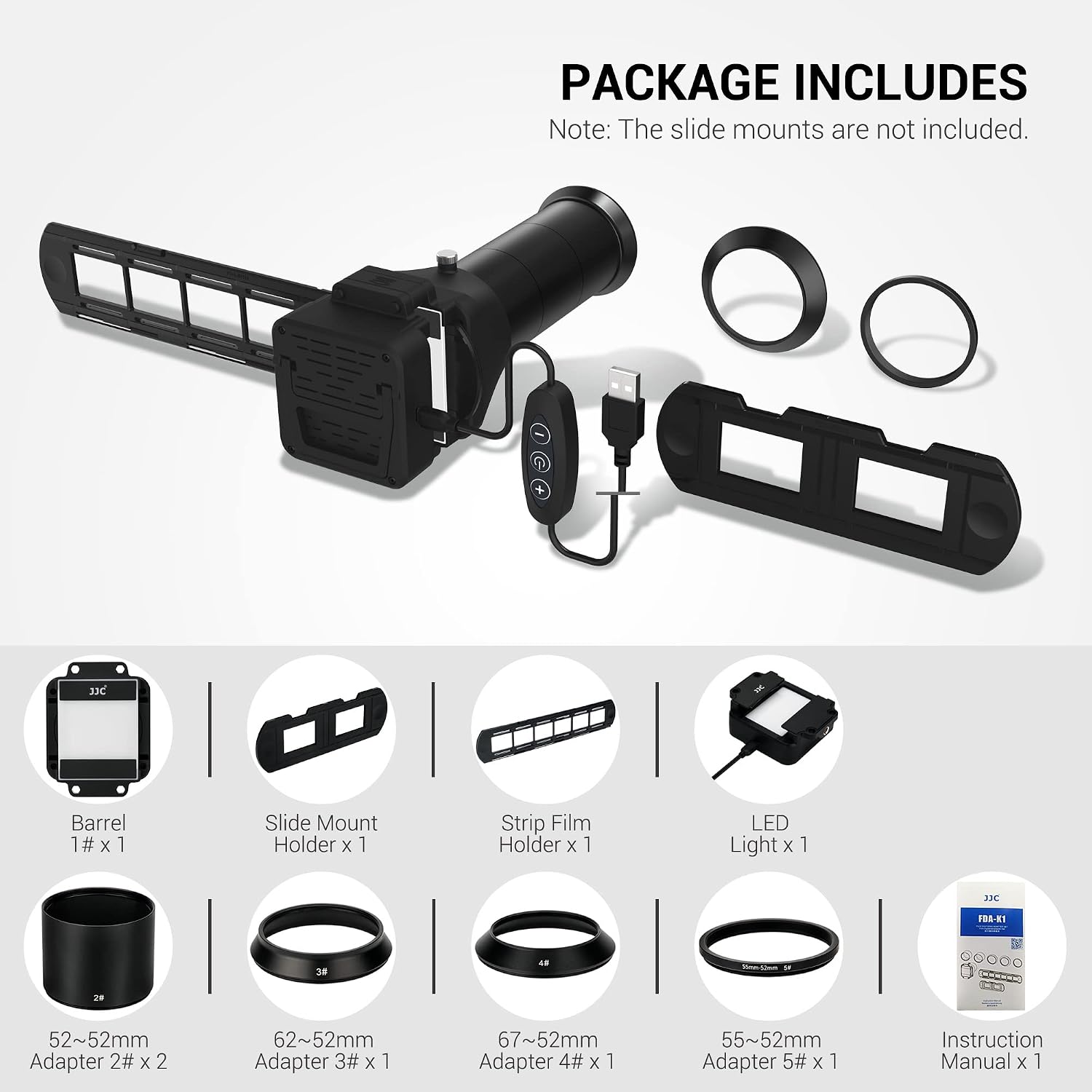 Film Digitizing Adapter Set + Slide Film Cutter：35MM Negative Film Set with Slide Film Cutter