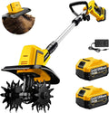 Cordless Tiller Cultivator with 2 x 2.0AH Batteries(120Minutes Use) & 1.5A Fast Charger, 540RPM High Power Electric Garden Tiller Battery Powered Rototiller with 10In Tilling Width & 7In Depth