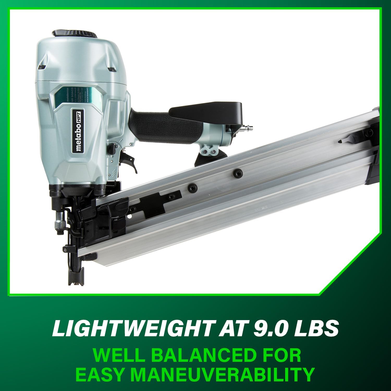 Metabo HPT Framing Nailer, Pro-Preferred Pneumatic Power Nailers in Framing Tools, Powerful Tool With Tool-less Depth Adjustment & Claw Tip, 21° 3-1/2' Plastic Collated Nails, NR90AC5