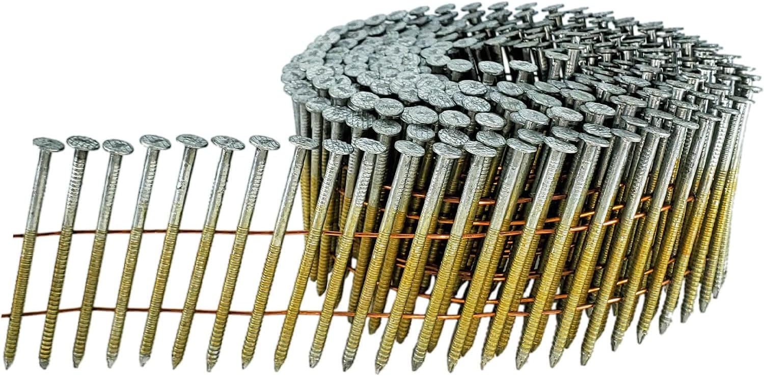 2' x .092 15° Wire Weld Collated Ring Shank Nails - Hot Galvanized - For Siding, Fencing, Roofing, and General Construction - Full Box ~3,000 Nails