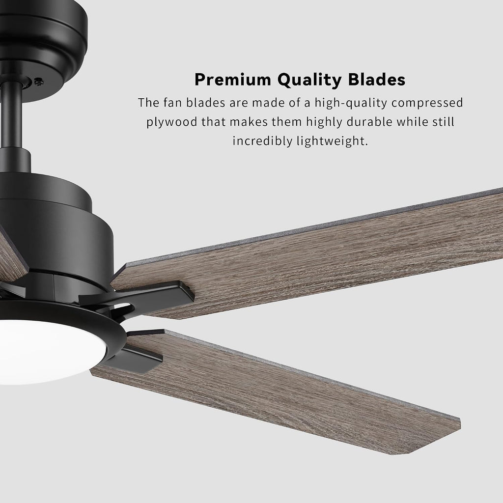 SMAFAN 56' Smart Low Profile Ceiling Fan With Lights, 10 Speeds Silent DC Motor, Farmhouse Ceiling Fan Compatible with Alexa, Siri, Google & Smart App, Indoor & Outdoor, Wood & Dark Walnut