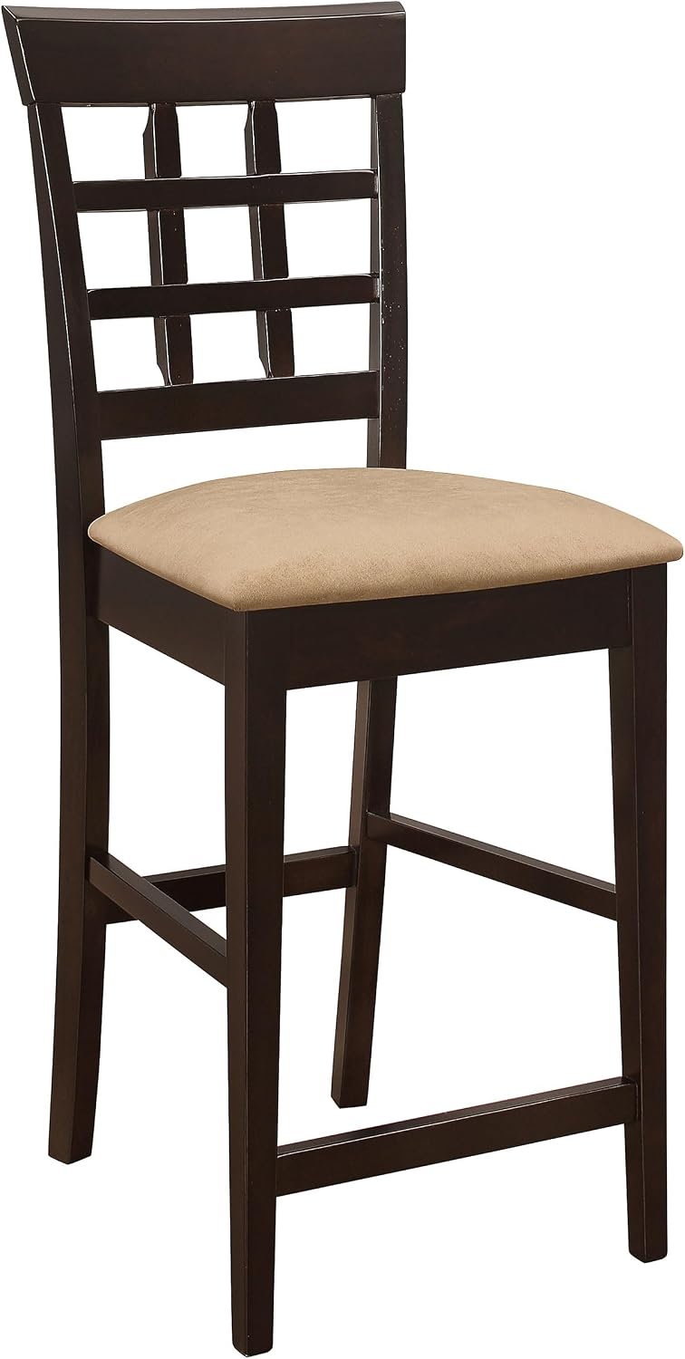 Coaster Home Furnishings - Gabriel - 5-Piece Counter Height Dining Set - Square Wood Table with Storage & 4 Upholstered Lattice-Back Chairs - Dining Room & Kitchen - Cappuccino - 100438-S5