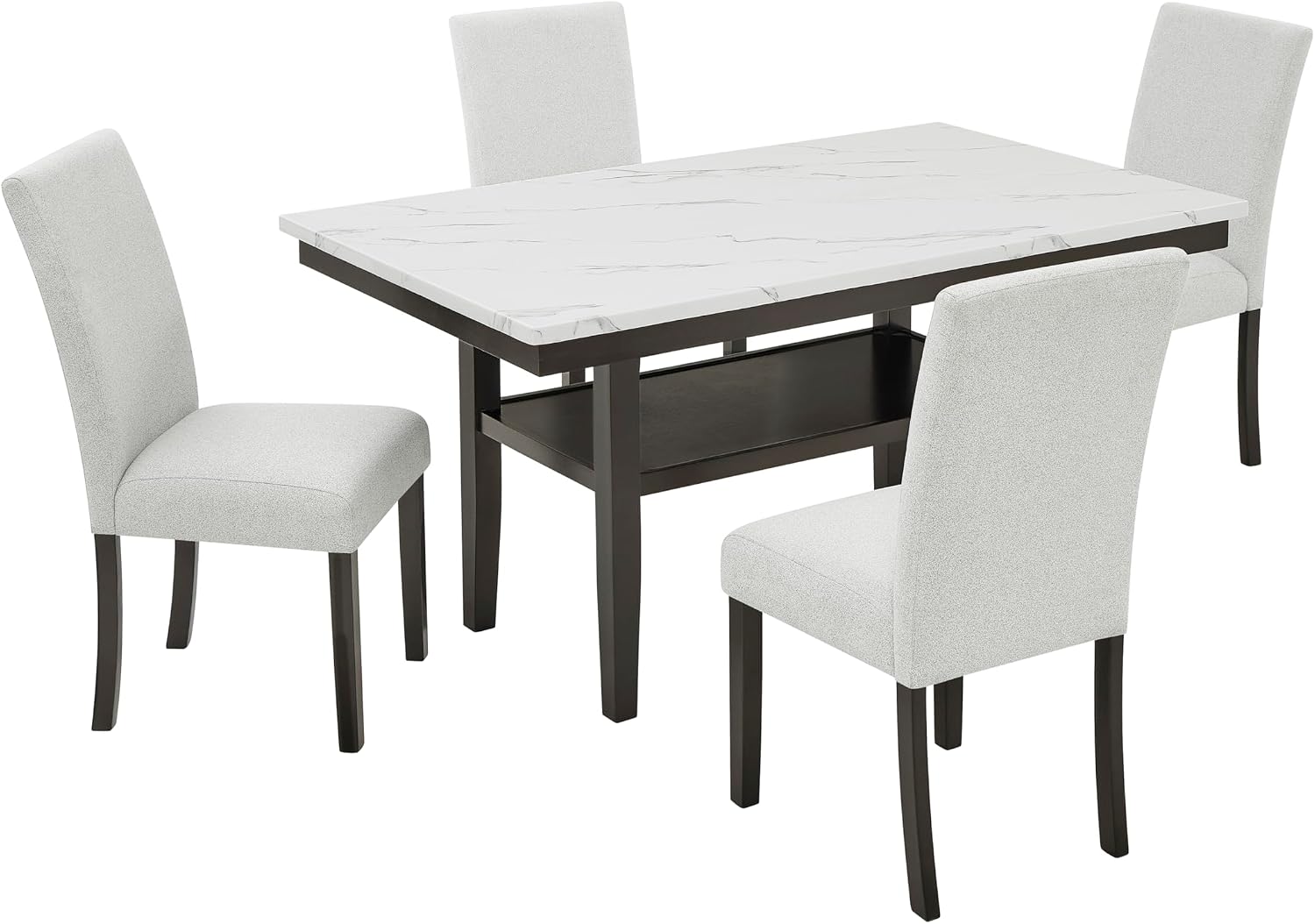 New Classic Furniture Carissa 5-Piece Wood Rectangle Dining Set in Stone