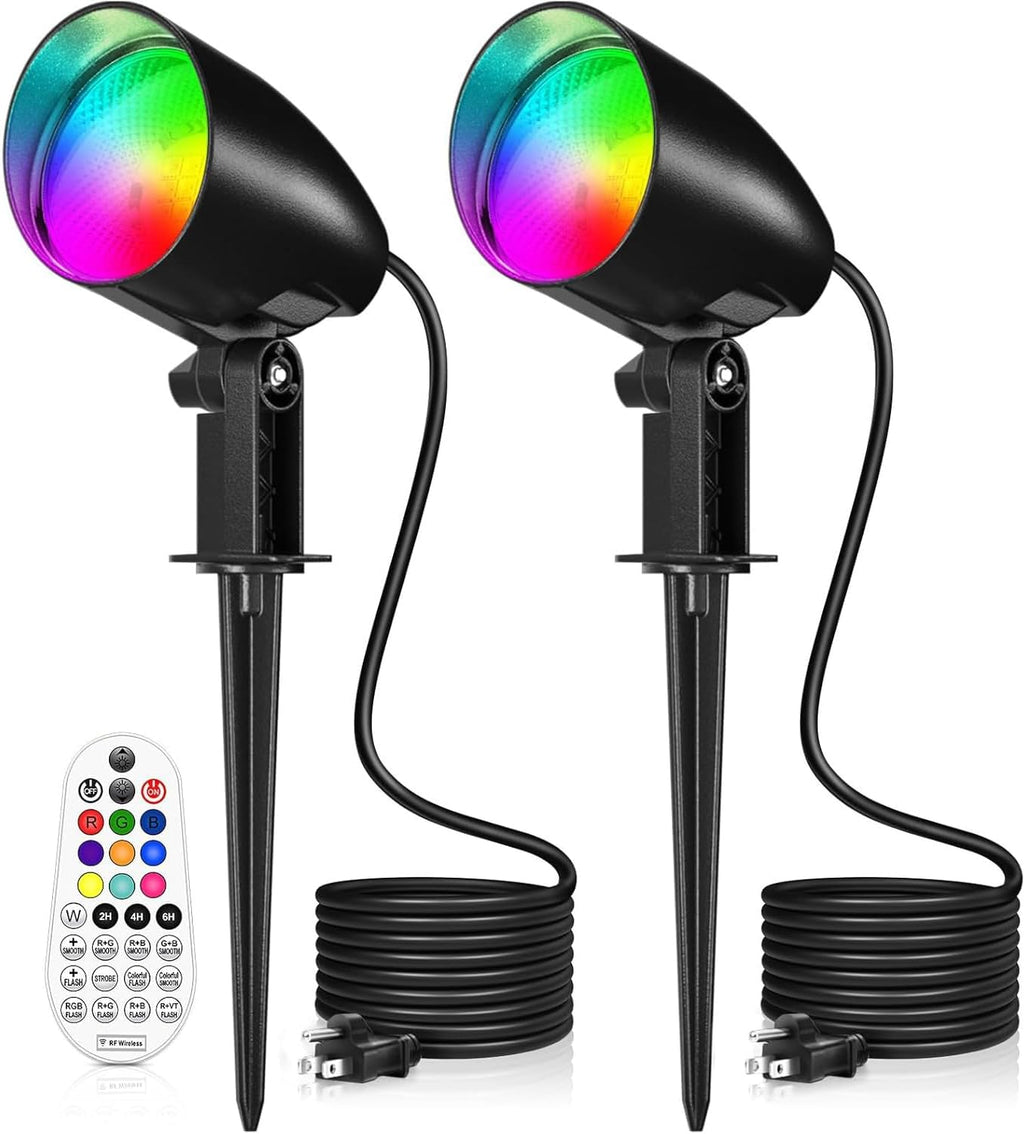 20W RGBW Color Changing Spotlight 2 Pack & 12W Low Voltage Landscape Lighting Kit 12 Pack