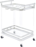 Coaster Home Furnishings - Jefferson - 2-Tier Acrylic & Metal Bar Cart with Wheels - Glass Shelf, Stemware Rack, Wine Bottle Holders - Contemporary - Dining Room - Clear & Chrome - 902589
