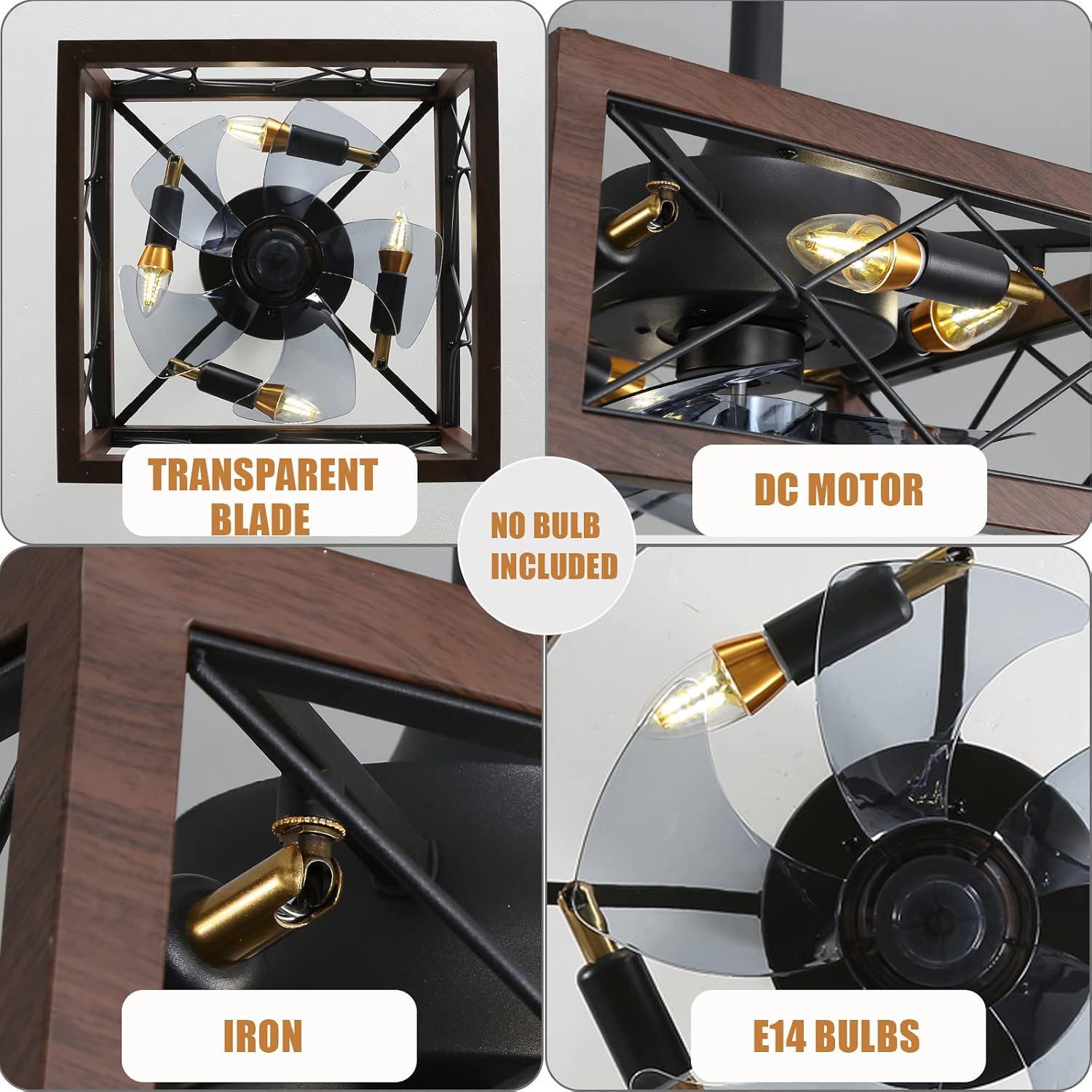 Chandelier,Retro Ceiling Fans with Lights and Remote DC Reversible Smart Fan Chandeliers Ceiling Light Vintage Style Quiet Industrial Ceiling Fan with Lighting for Lounge Bedroom Living Room