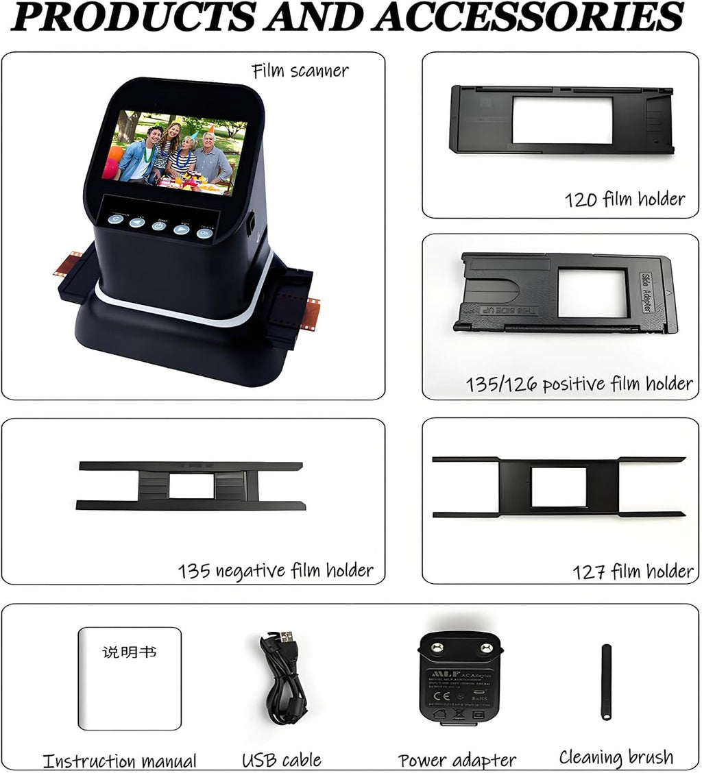 Film and Slide Scanner with Large 4.3' LCD LCD Screen, 120 Film Scanner 22 Mega Pixels Slide Negative Photo Scanner Digital Film Converter