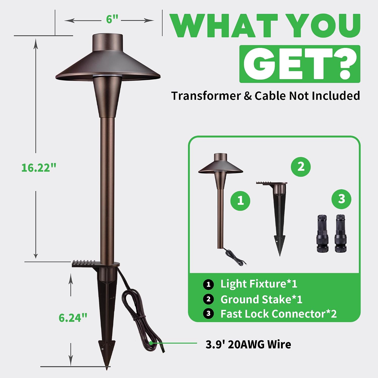 LED Pathway Lights Wired, 12V Landscape Path Lights 3000K/4000K/5000K Adjustable, Low Voltage Outdoor Waterproof, 5W 150LM ORB Aluminum for Lawn Garden 8 Pack