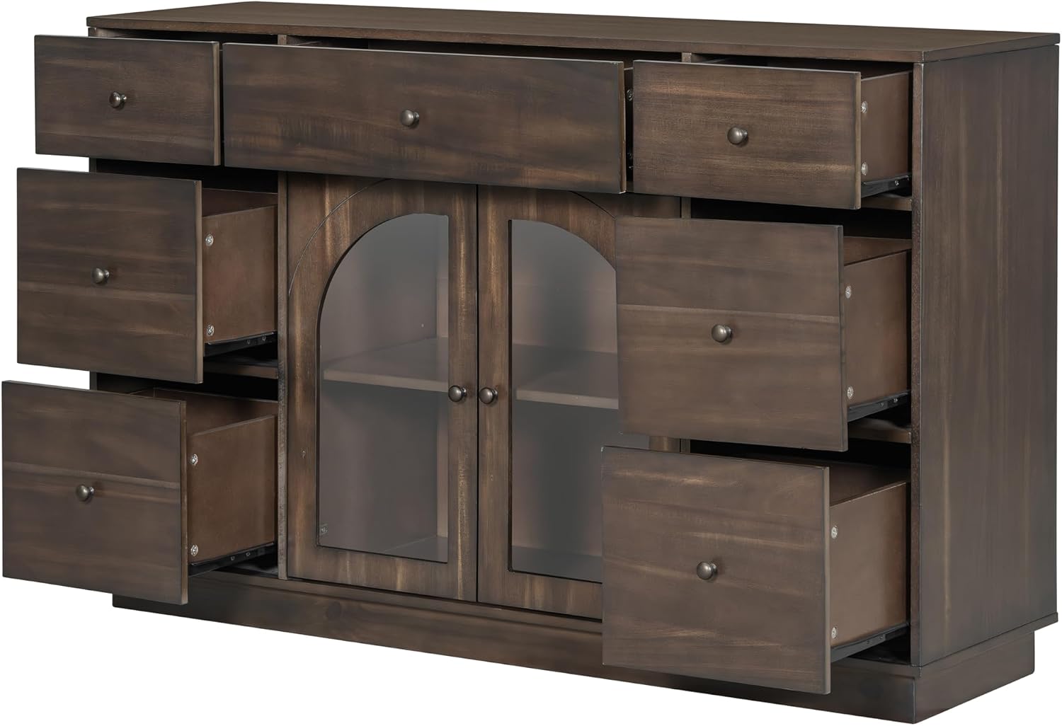 Christopher Knight Home Mia Modern Storage Cabinet with Doors and Drawers, Wooden Sideboard Cabinet with Adjustable Shelf, Freestanding Buffet Cabinet with Storage for Dining Room, Dark Brown