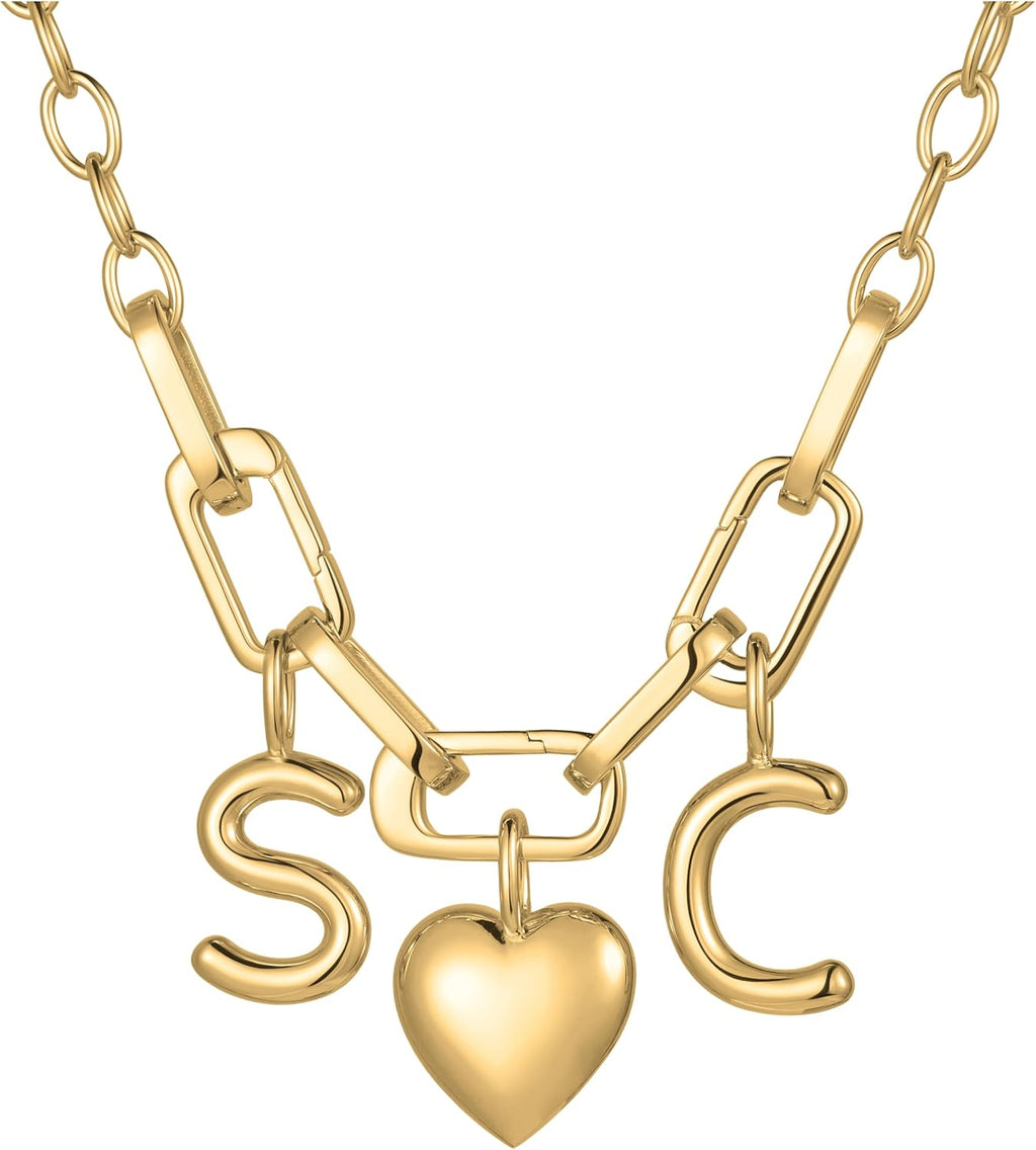 SCAMPER & CO .925 Sterling Silver Rhodium or 18k Yellow Gold Plated Carabiner Charm Necklaces for Women - Hypoallergenic Compatible Charms Sterling Silver Necklace for Women Modern Carabiner Design