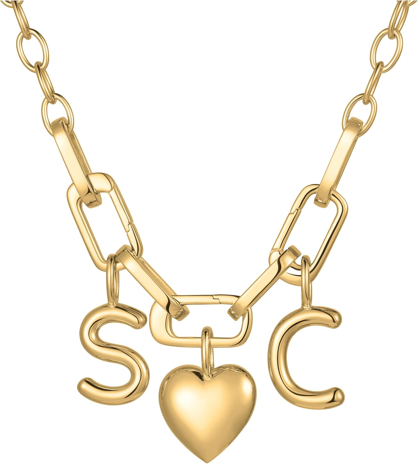 SCAMPER & CO .925 Sterling Silver Rhodium or 18k Yellow Gold Plated Carabiner Charm Necklaces for Women - Hypoallergenic Compatible Charms Sterling Silver Necklace for Women Modern Carabiner Design