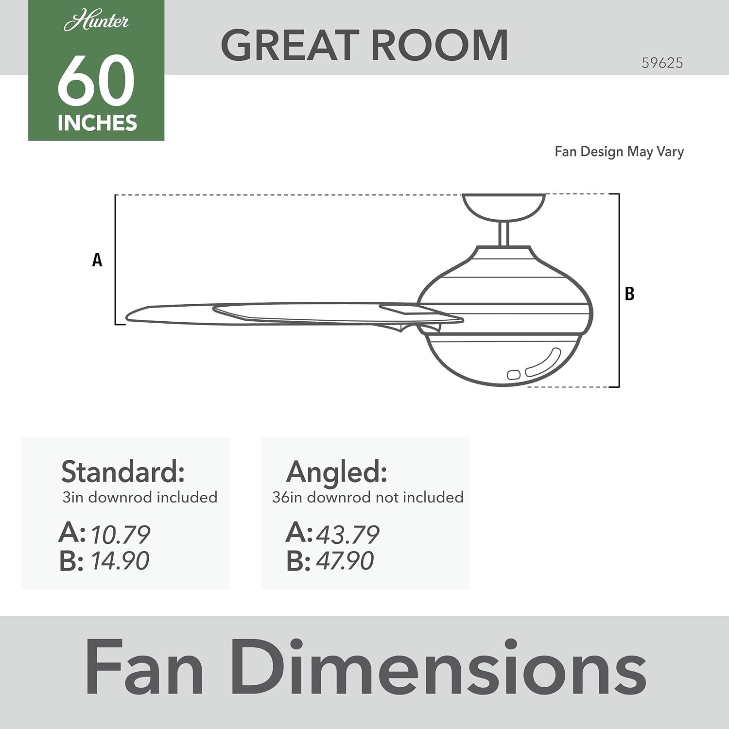 Hunter 60 inch Outdoor or Indoor Ceiling Fan with LED Light - Ceiling Fan with Wall Control, For Patio, Garage, or Porch, Quiet, Standard Mount, 6 Blades - Solaria 59625, Matte Silver