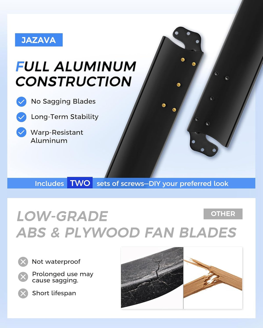 72 Inch Ceiling Fan with Light, Industrial Aluminum Blades, DC Motor 6 Speed Reversible,Covered Outdoor Porch, Black and Gold,CF06BGB-72