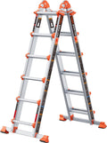 LANBITOU Ladder, A Frame 6 Step Ladder Extension, 22 Ft Anti-Slip Multi Position Ladder, Storage Folding Ladder, 330 lbs Security Load Telescoping Aluminum Ladders for Stairs Home Indoor Outdoor Roof