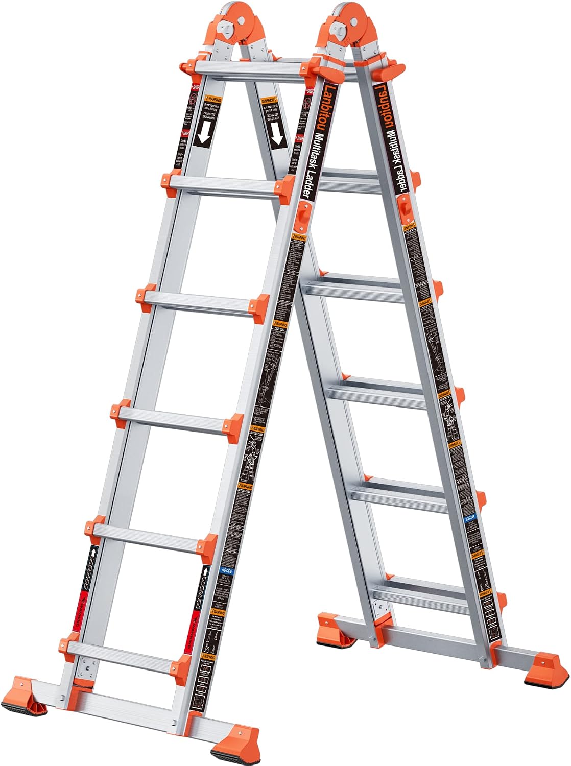 LANBITOU Ladder, A Frame 6 Step Ladder Extension, 22 Ft Anti-Slip Multi Position Ladder, Storage Folding Ladder, 330 lbs Security Load Telescoping Aluminum Ladders for Stairs Home Indoor Outdoor Roof