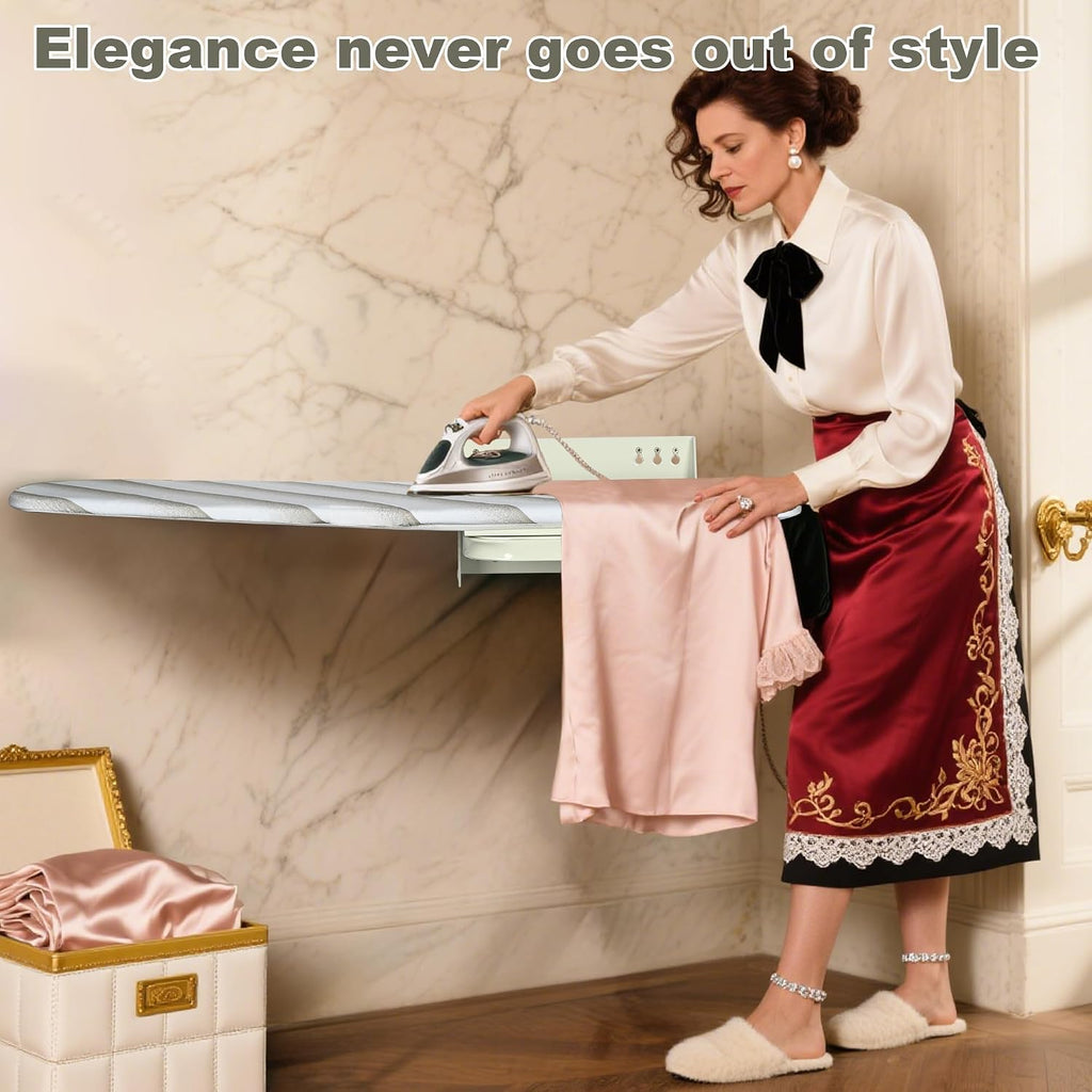 uyoyous Wall Mounted Ironing Board 37.4x11.8 inch Compact Folding Iron Board Wall Mount Space-Saving 180° Swivel Ironing Boards with Heat Resistant Cover for Home Laundry Room, Small Spaces