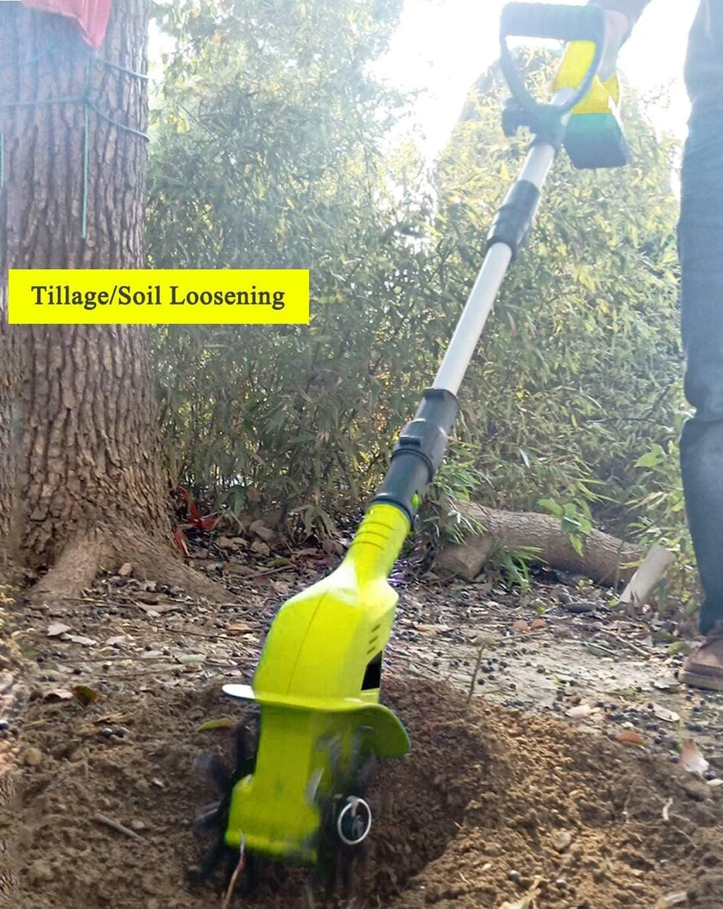 20v Portable Rotavator,Cordless Electric Garden Tiller,Cordless Telescoping Power Cultivator with Rechargeable Battery and Charger