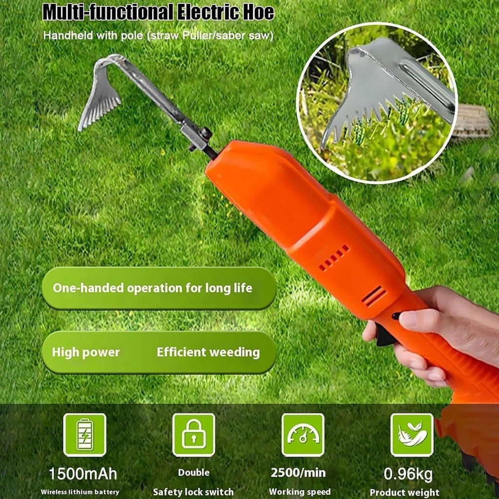 Handheld Electric Digging Hoe,Electric Cultivator Hoe & Weeder with Batteries & Long Pole,Mini Cordless Tiller Cultivator,for Loosening Soil,Weeding,Gardens Greenhouse(1 Battery)