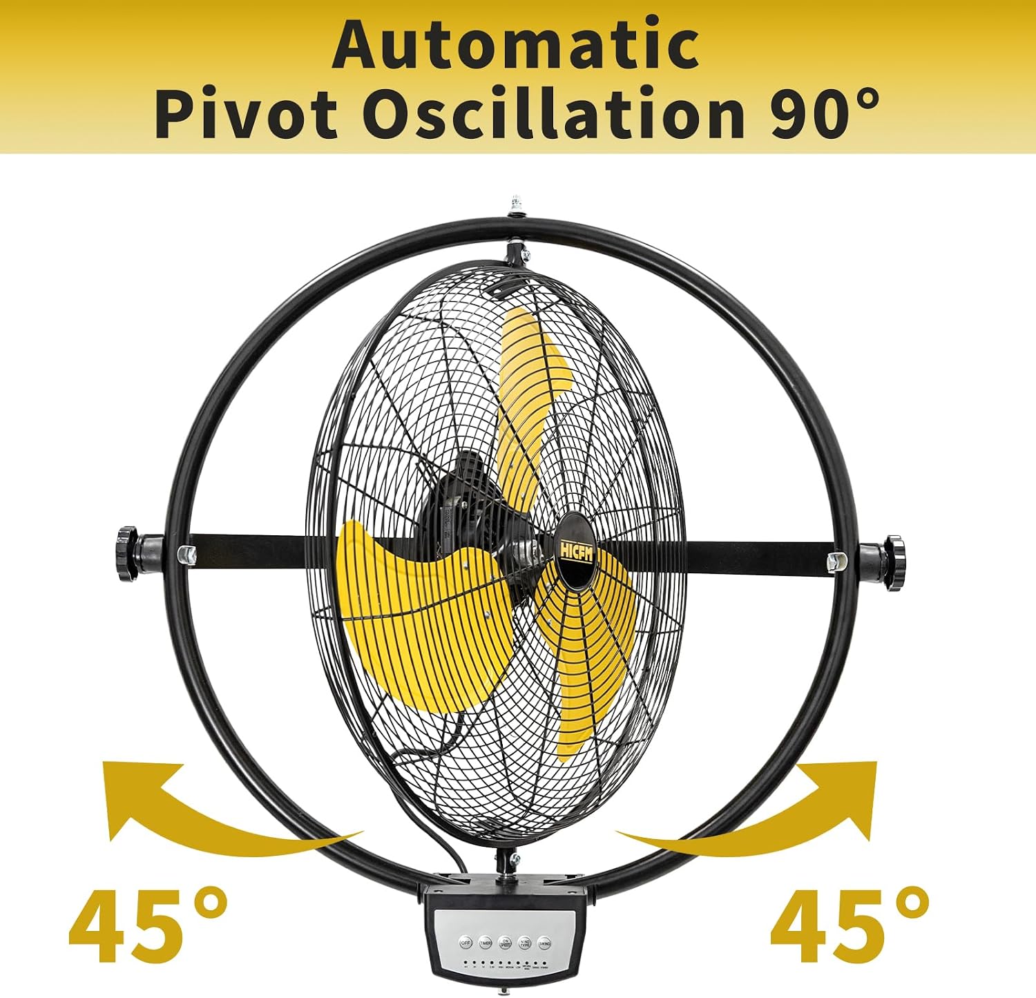 HiCFM 20' Remote Control Wall Mount Fan, 5100 CFM High Velocity 3-Speed Oscillating Wall Fans with Timer for Industrial, Commercial, Warehouse, Garage, Gazebo and Patios - UL Listed