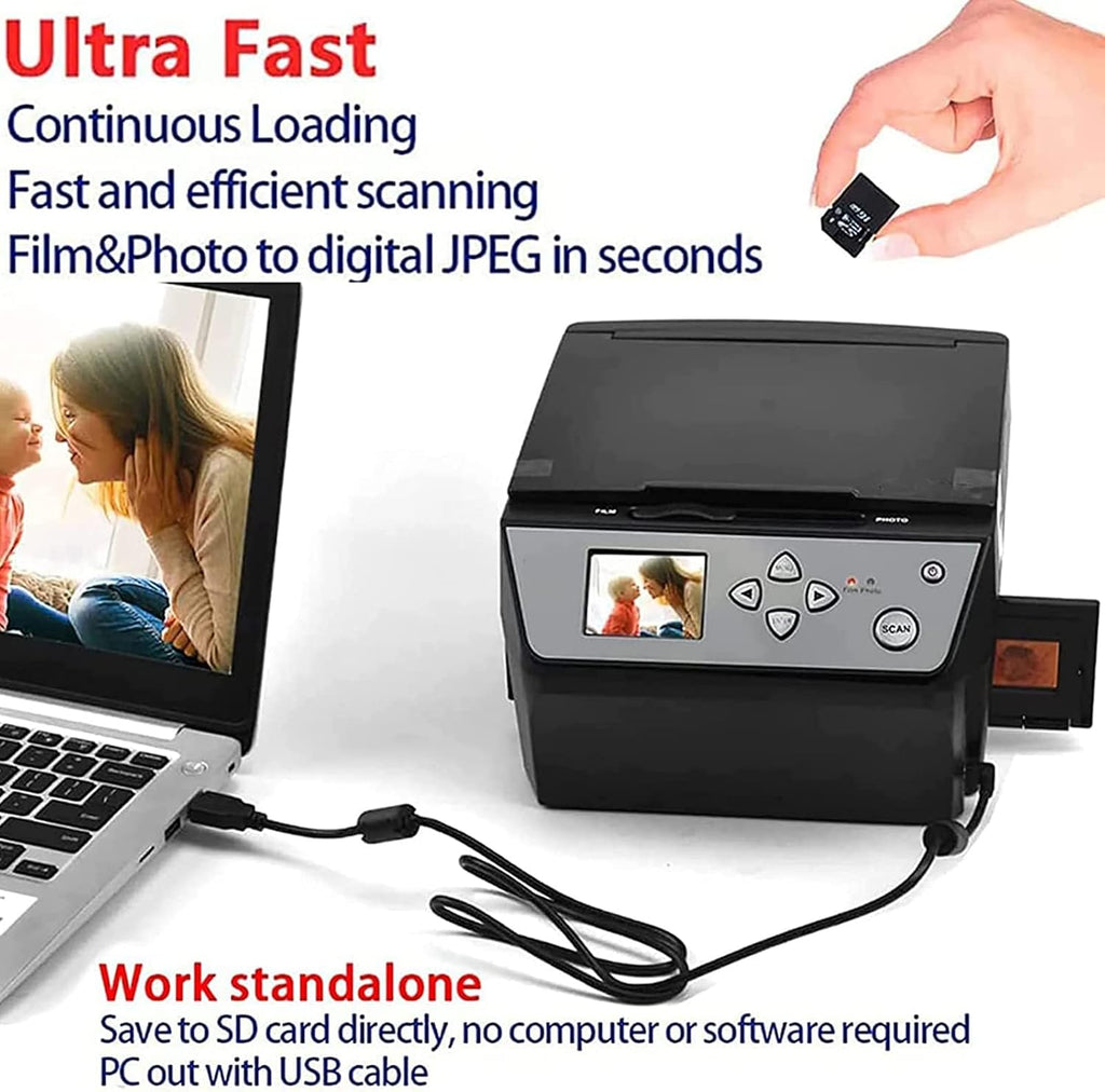 Film & Slide Scanner, 22MP Digital Film Scanner, with LCD Screen, for Convert 135 Film/35mmSlide /110Film Business Card to JPG Digital Photos