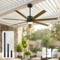 56 Inch Wet Rated Outdoor Ceiling Fan with Light, Waterproof All Weather 7 Brown Blades, Smart App/Voice/Remote Control, High CFM Quiet DC Motor & UV Coating, for Exterior Patios, Gazebo Porch Pergola