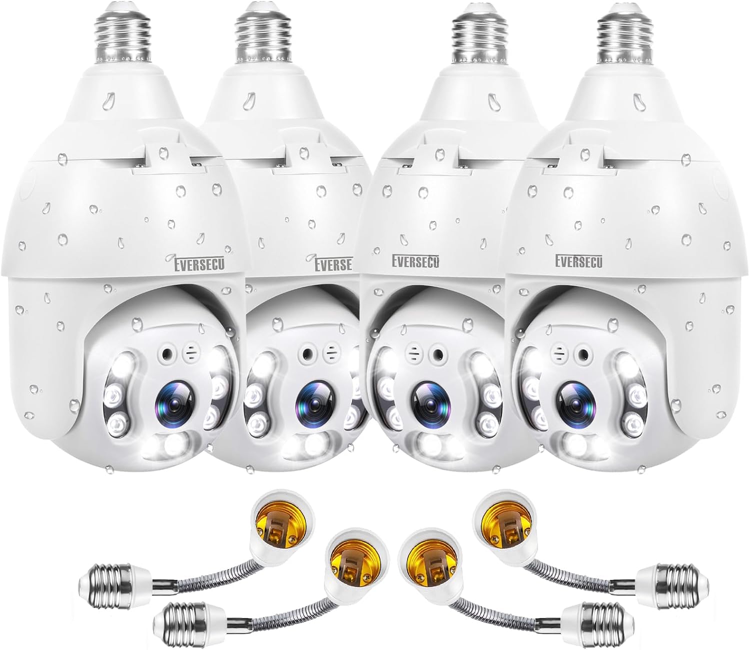 EVERSECU 4K 8MP UHD Screw-in 4 Inch PTZ Security Camera, Outdoor Waterproof, Wireless 2.4G&5Ghz WiFi, ONVlF&RTSP Stream, 360° View, Auto Tracking, 2 Way Audio, Motion Detection, Remote View(4pack)