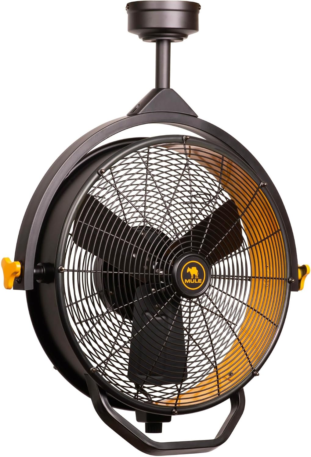 MULE 18 in. 3 Speed Ceiling Mounted Plug-In Cord Garage Fan with Remote - 52035-01 (Black & Yellow)