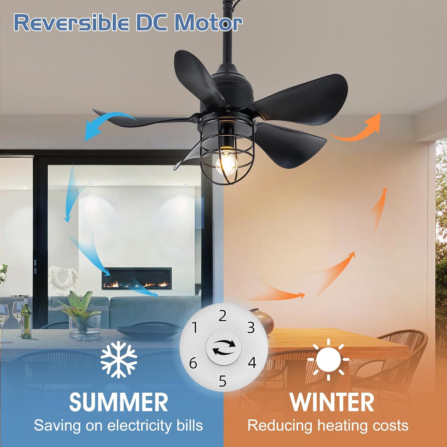 TIFEROR Outdoor Ceiling Fan with Light and Remote, IP65 Waterproof Ceiling Fan for patios, Plug In with Hanging and Hook, Lighting for Pergola, Canopy, Porch, Gazebo (BLACK)