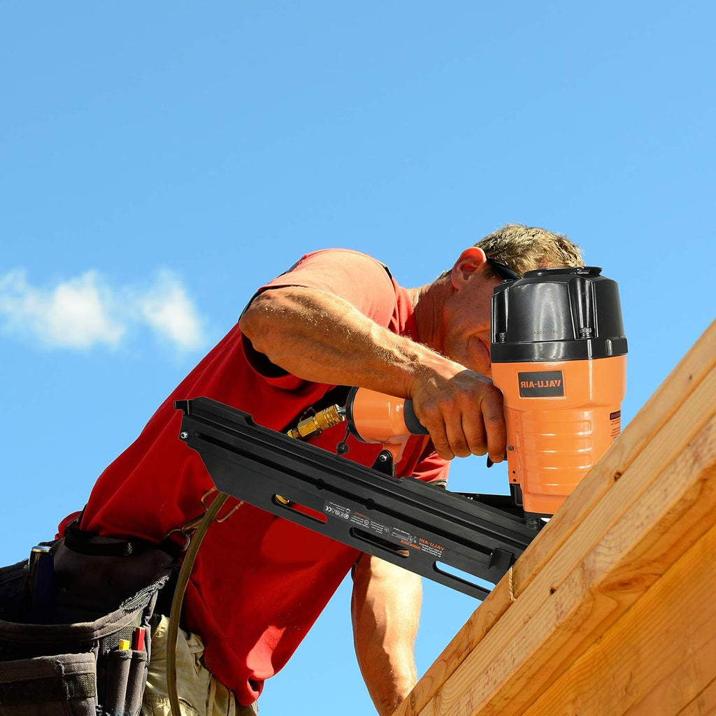 Valu-Air 9021C 21 Degree 3-1/2' Full Round Head Framing Nailer with Carrying Case and Interchangeable Trigger, Tool-Free Depth Adjust, and No Mar Tip