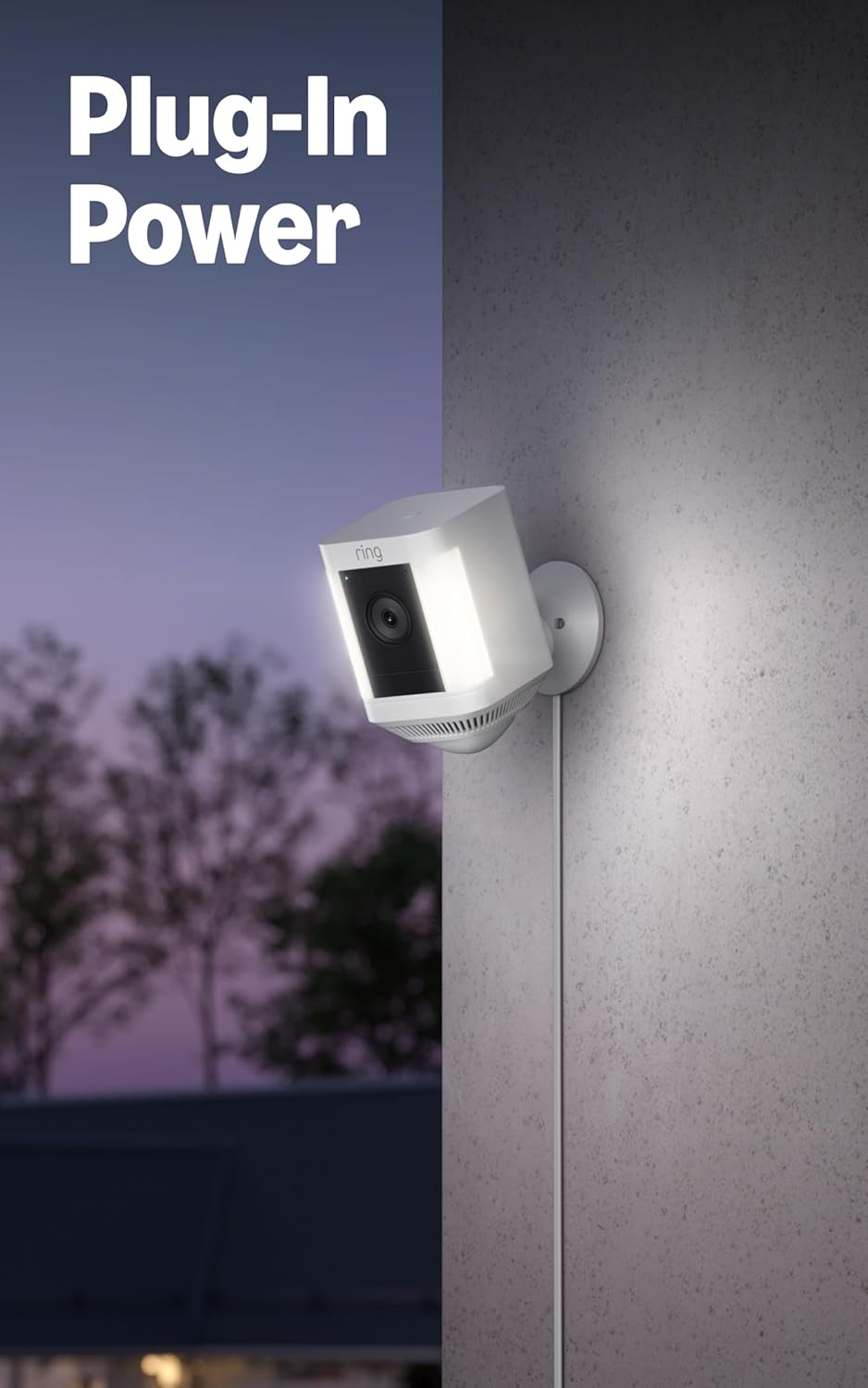Ring Spotlight Cam Plus, Wired | Two-Way Talk, Color Night Vision, and Security Siren (newest model) - White