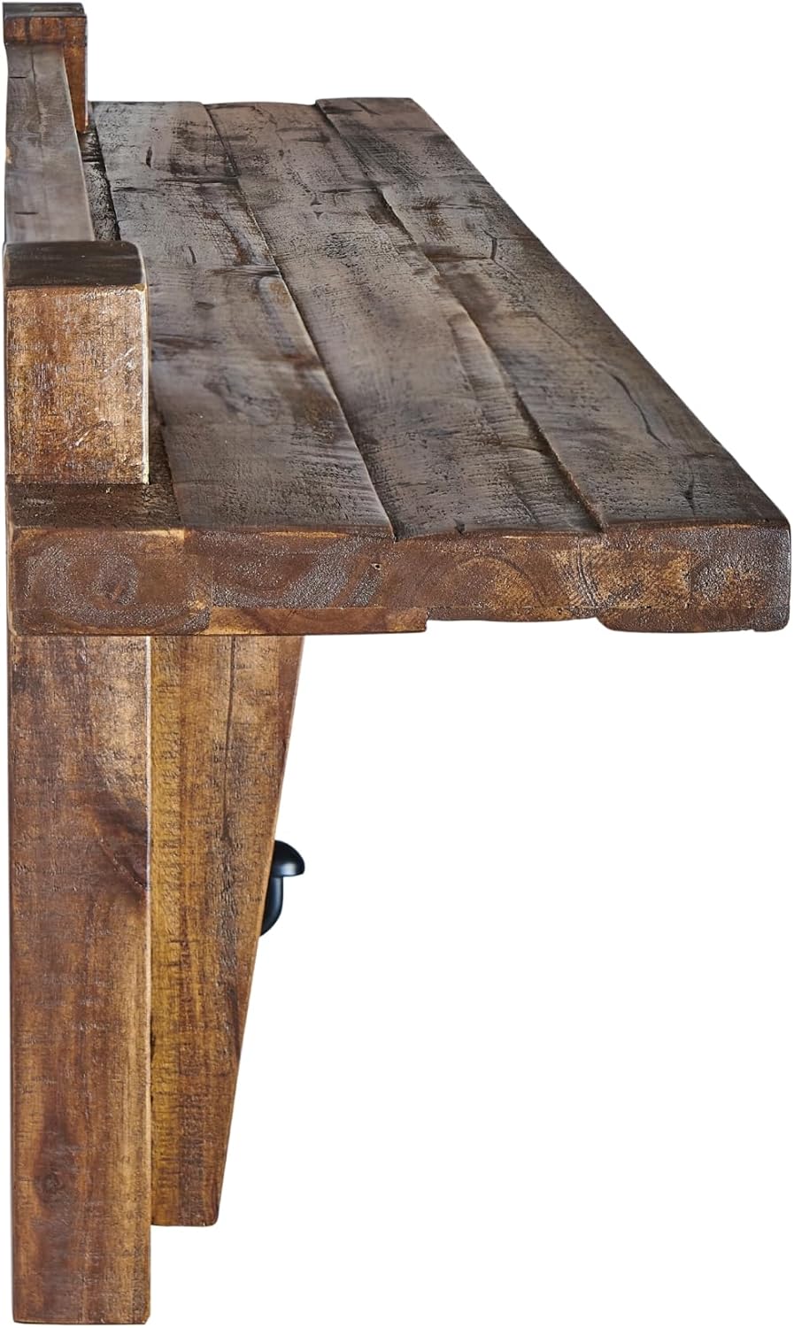 Alaterre Furniture Durango 60 Inch Solid Wood Entryway Organizer - Rustic Industrial Farmhouse Wall Mounted Coat Rack with Shelf and 5 Black Metal Hooks for Mudroom, & Living Room (Natural)