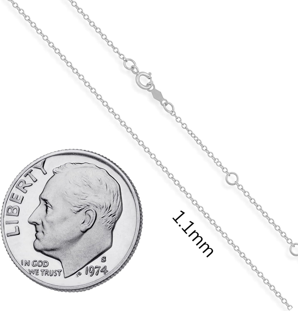 Jewelili 10K Yellow Gold or 10K White Gold or Sterling Silver 1.0mm Cable Chain Necklace with Spring-ring Clasp |17', 18', 19' (inches) Extendable Length