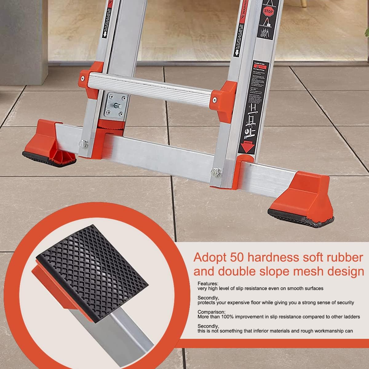 LANBITOU Ladder, A Frame 6 Step Ladder Extension, 22 Ft Anti-Slip Multi Position Ladder, Storage Folding Ladder, 330 lbs Security Load Telescoping Aluminum Ladders for Stairs Home Indoor Outdoor Roof