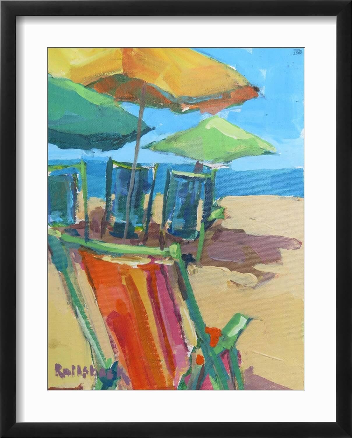 ART.COM Wall Art Print Beach Days on Black Frame by Page Pearson Railsback, 17' x 21'