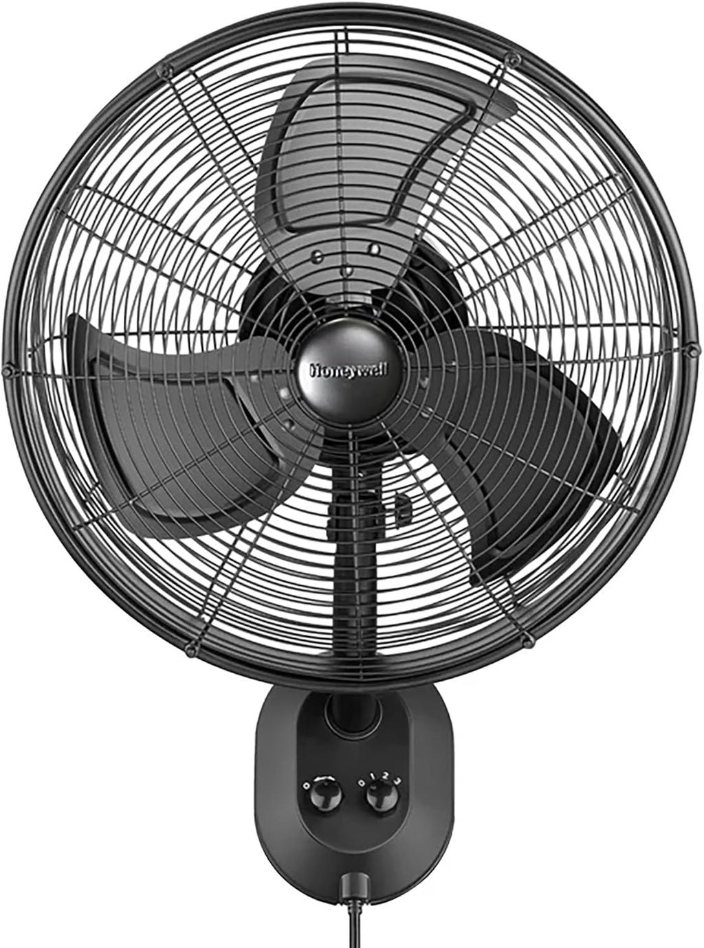Honeywell Outdoor Wall Mount Oscillating Wet Rated Fan, Strong Airflow, 3 Speeds, 300 Degree Oscillation, 8 Foot Corded Electric, Matte Black