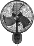 Honeywell Outdoor Wall Mount Oscillating Wet Rated Fan, Strong Airflow, 3 Speeds, 300 Degree Oscillation, 8 Foot Corded Electric, Matte Black