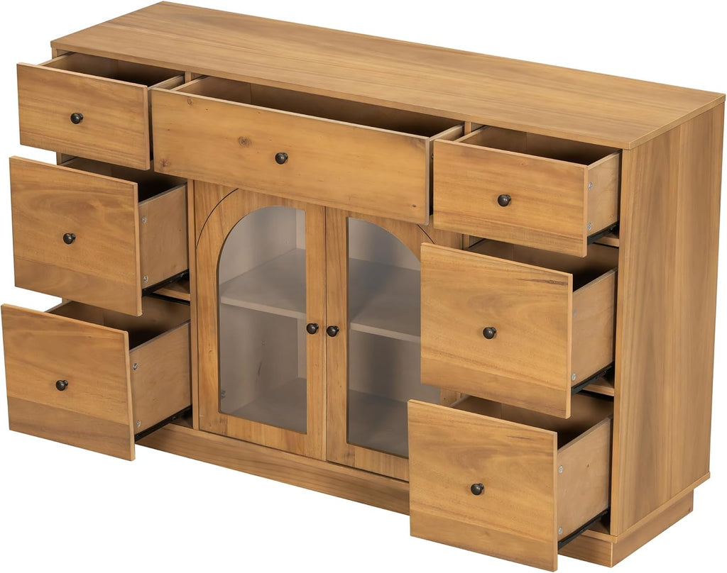 Christopher Knight Home Mia Modern Storage Cabinet with Doors and Drawers, Wooden Sideboard Cabinet with Adjustable Shelf, Freestanding Buffet Cabinet with Storage for Dining Room, Natural