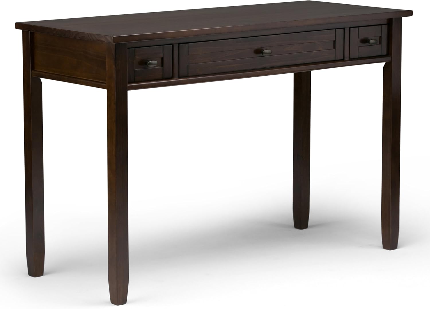SIMPLIHOME Warm Shaker Desk and Bookcase Bundle - 48 inch Wide Solid Wood Transitional Desk with Drawers and 26 inch Wide 5-Shelf Bookcase in Tobacco Brown, Home Office Furniture (Set of 2)