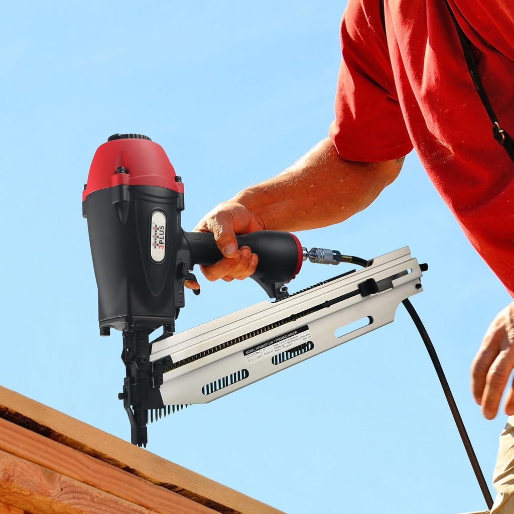 3PLUS HFN90SP 3-in-1 Air Framing Nailer with Adjustable Magazine for 21/28/34 Degree Nails
