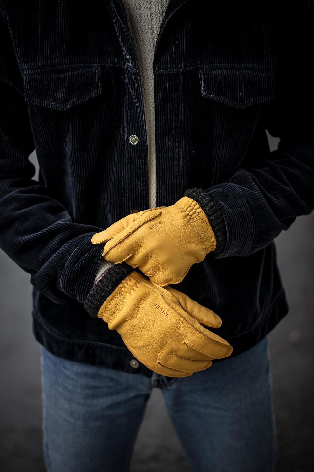 Hestra Deerskin Primaloft Rib Glove, Insulated Leather Glove for Work & Everyday Use