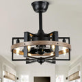18 Inch 6-Lights Farmhouse Caged Ceiling Fan with Light, Retro Industrial Enclosed Rustic Ceiling Fans with Remote Control for Bedroom Living Room