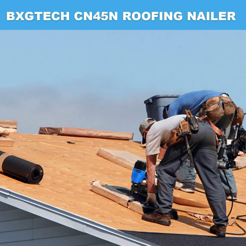 Roofing Nail Gun, 15 Degree CN45N Roofing Nailer 3/4-Inch to 1-3/4-Inch Coil Nails, 120-pcs Load Capacity Coil Nailer