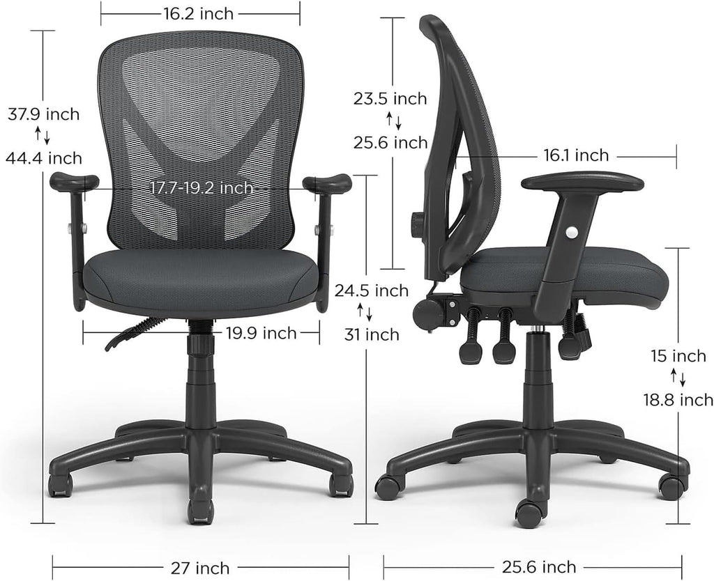 Staples Carder Ergonomic Task Chair, Mesh, Ergonomic, Lumbar Support, Adjustable Height, Black