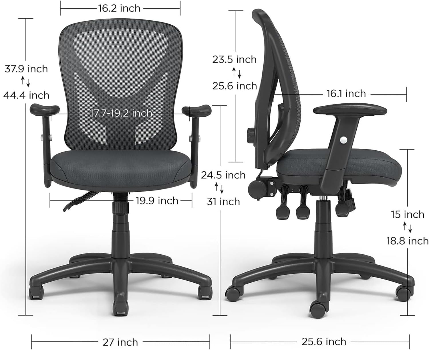 Staples Carder Ergonomic Task Chair, Mesh, Ergonomic, Lumbar Support, Adjustable Height, Black